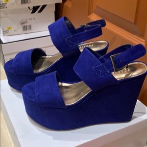 Blue Suede Wedge Heels NIB Size 7 forever 21